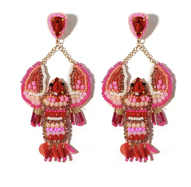 Lobster Beaded Earrings