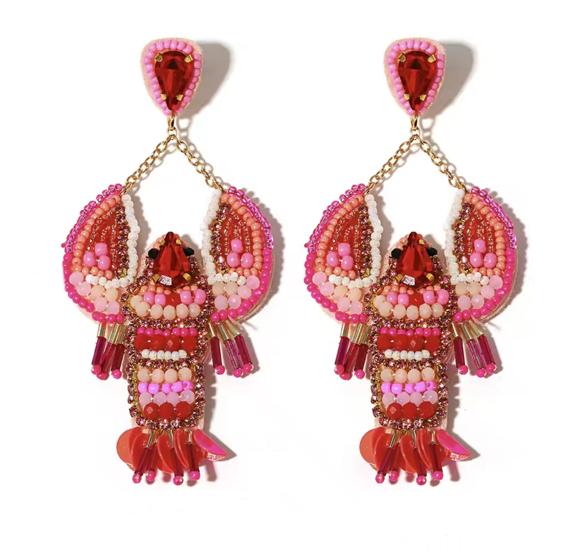 Lobster Beaded Earrings