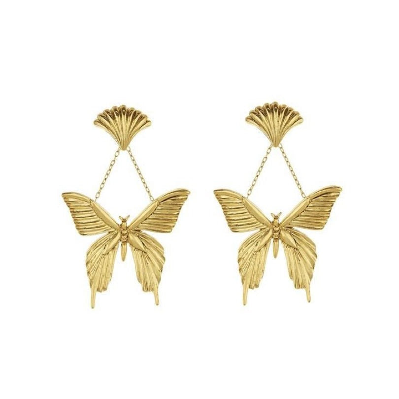 Gold Deco Butterfly Earrings