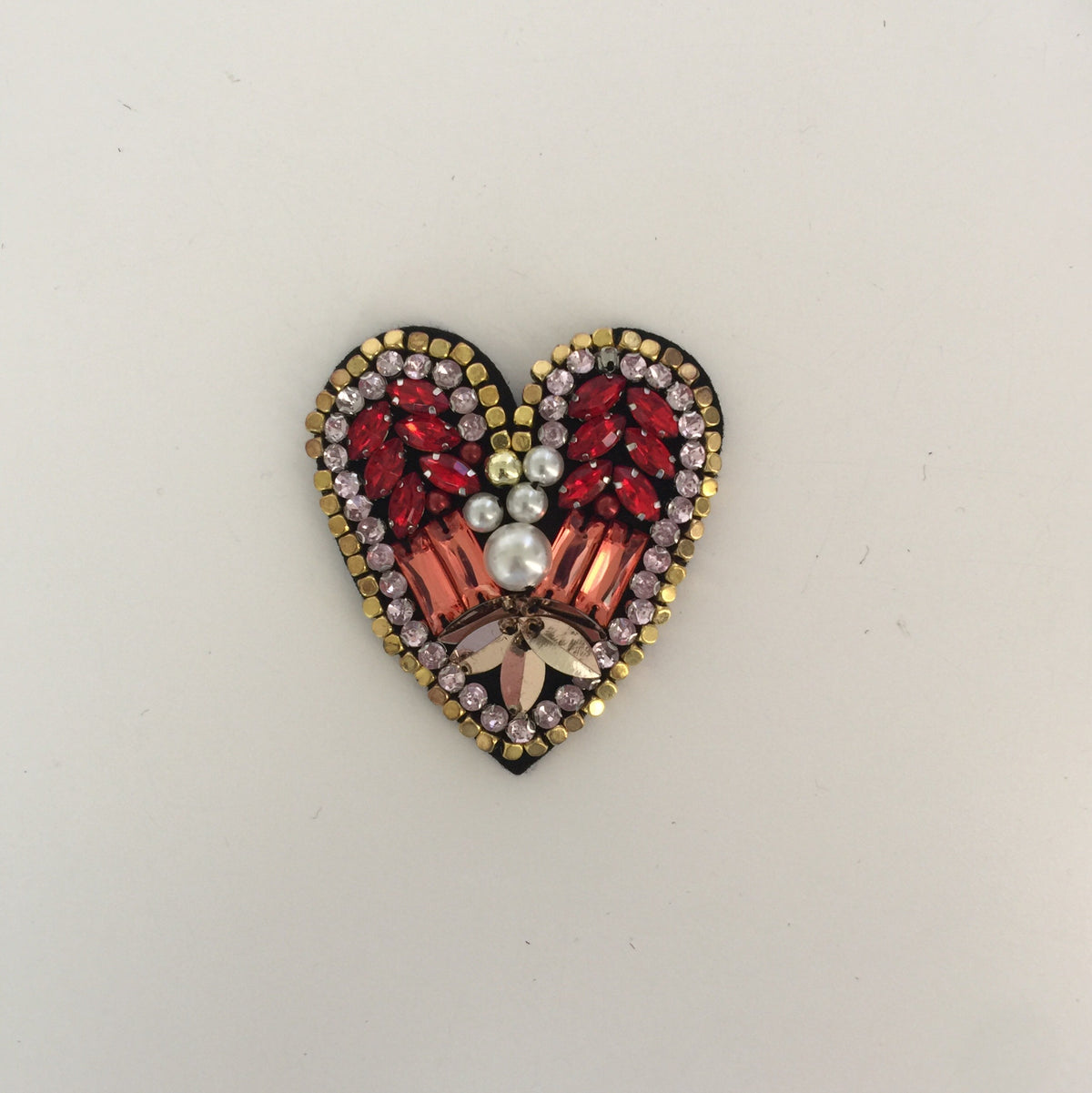 Small Pearl & Stone Heart Patch