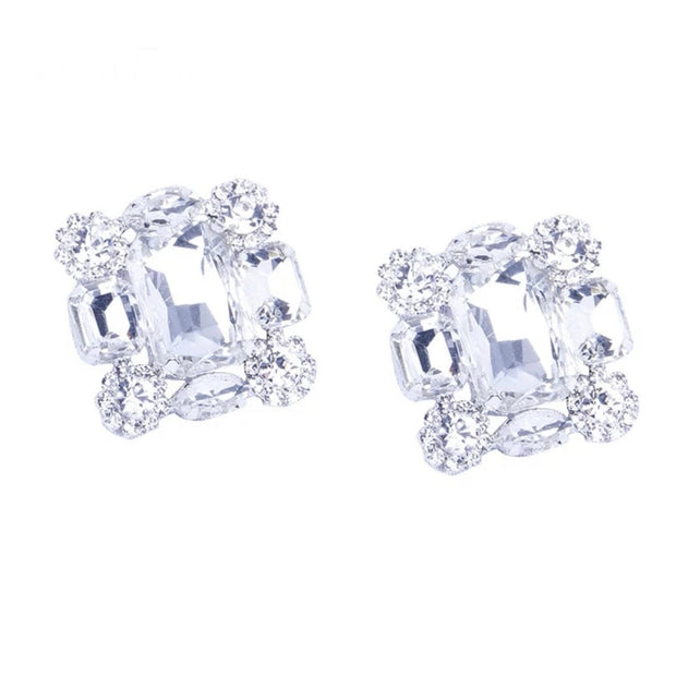 Crystal Cube Clip on Earrings